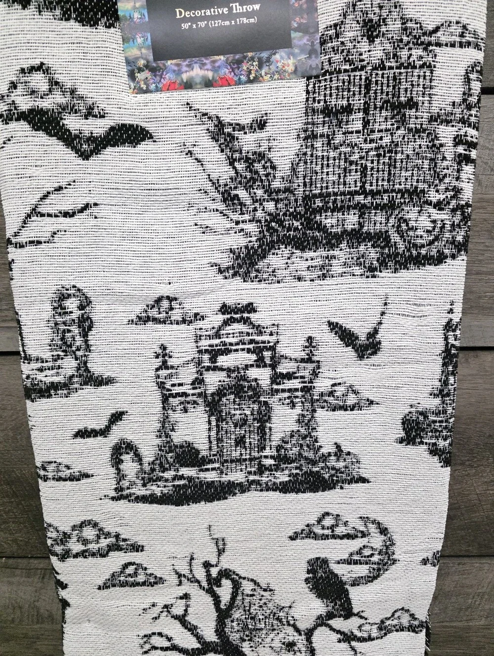 Cynthia Rowley Halloween Throw Blanket Haunted House Raven New